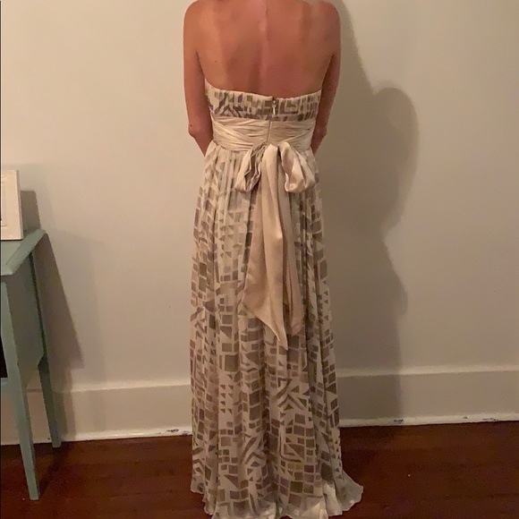 BCBG Silver gown with suede accents. Size 2 - Picture 3 of 5